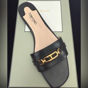 Brand new Tom Ford Black Sandals with Gold hardware size 12